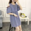 5818 European station summer new strapless loose skirt fashion embroidery stripes dress