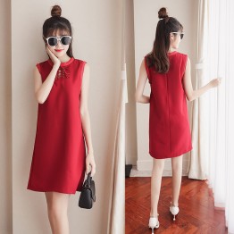 6230 # temperament bow sleeves sleeveless dress