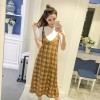 7165 print chiffon dress  with short sleeve t-shirt