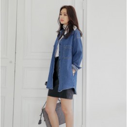 1608 retro preppy style denim jacket