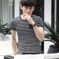  6302 Summer men's stripes short sleeve T-shirt