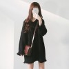1269 Korea chic V collar long sleeves twist wool dress
