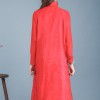 3386 national style collar long sleeves printing linen robe
