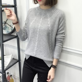 8096 loose semi-high collar long sleeve sweater