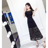 9175 ladies sexy halter transparent lace long fish tail dress