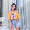 8251boat neck beauty head off shoulder short sleeve T-shirt