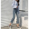 2017 new trousers gap wash washed white jeans women self-cultivation wild nine cents straight straight pants 638