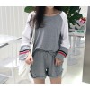 5233 # real shot Korea chic harbor movement wind open fork long sleeve Tee + bar buckle shorts suit female