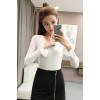 628 autumn and winter slim long trumpet sleeve knitted bottom shirt sweater