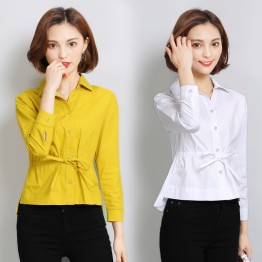 5055 long sleeves slim belt cotton shirt