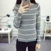 8973 stripes long sleeve knit sweater