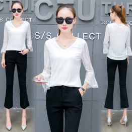 646 autumn new shirt women's long-sleeved Korean short loose shirt