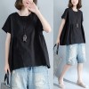 Large size women flax art simple waist shrink loose loose casual bat bat shirt 8791 #