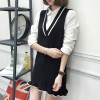 8098 # autumn and winter Korean sweater knitted harness vest skirt long V neck bottom dress