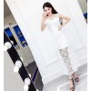 9175 ladies sexy halter transparent lace long fish tail dress