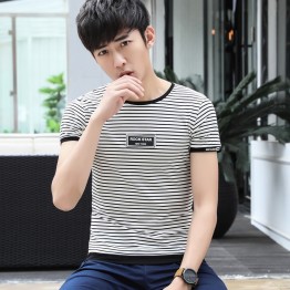 6304 men 's printing stripes short sleeve T - shirt 