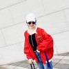 South Korea ulzzang loose spring and autumn clothing belt jacket female Harajuku students spell color couple BF baseball service