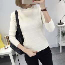 8071 # real shot autumn and winter new women Korean sweater women wave bottoming shirt head Slim thin sweater