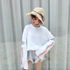 9117 zipper horn long-sleeved fake two-piece t-shirt