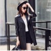 Spring and autumn new women's leather women's long motorcycle Pu jacket