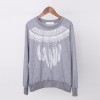 New autumn and winter loose printing feathers sets of sweater women 2087 #