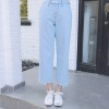 2017 summer Korean version of loose jeans high waist burr nine points cowboy wide leg pants female was thin straight jeans # 007