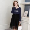 007 pregnant women lace letters long sleeves dress