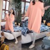 8608 large size pajamas long sleeves shirt with striped pants
