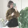 3350 retro twist large sleeves loose lazy half-high collar sweater 