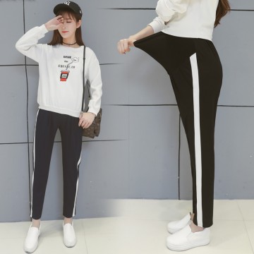 2078 leisure side white strip pregnant women sports nine pants