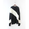 8374 oblique stripes splicing slits loose sweater