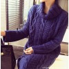 1755 autumn and winter Korea loose twist knitted thick long high collar sweater dress