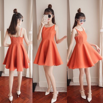 6229 Korean fashion sleeveless v neck  backless dress