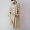 A318 summer retro chic preppy style pure color single-breasted lapel dress