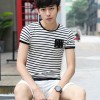  6302 Summer men's stripes short sleeve T-shirt