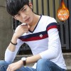 650 wool lining thick long sleeve men's splicing t-shirt