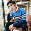 M842 Korean stripes round neck stretch men's sweaters