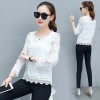6091 Hollow long-sleeved lace spring and autumn short thin bottom shirt slim blouse