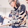 2017 autumn and winter Leopard sweater sets of round neck knitted shirt