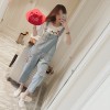 916 floral embroidered suspender jeans