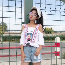 8251boat neck beauty head off shoulder short sleeve T-shirt