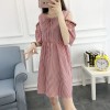 576 off shoulder fashion embroidery stripes dress