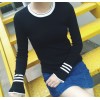 6139 Korean fashion slim stripe trumpet sleeves women's sweater