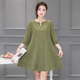 0819 plus size simple color dress