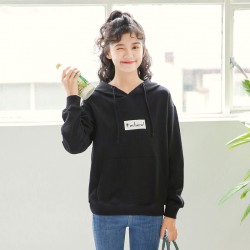 9169 Korean fashion simple printing hooded sweatshirt