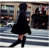 825 Spring and Autumn long oversize hedging black hooded letters bf wind loose sweater