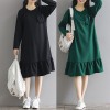 8267 Autumn retro long sleeves round neck knit dress