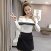 365 color matching stripes bottoming sweater shirt