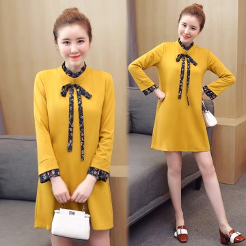 2017 autumn new bow tie with Korean fashion pregnant women dress 8282 #