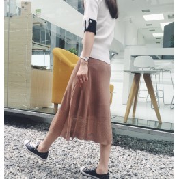 6149 early autumn high waist slim thin knitted ice silk half umbrella skirt